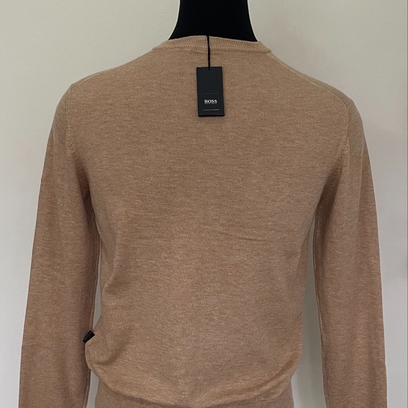 New Hugo Boss Sweater V neck Beige Camel Wool Sweater Pullover - Picture 3 of 7